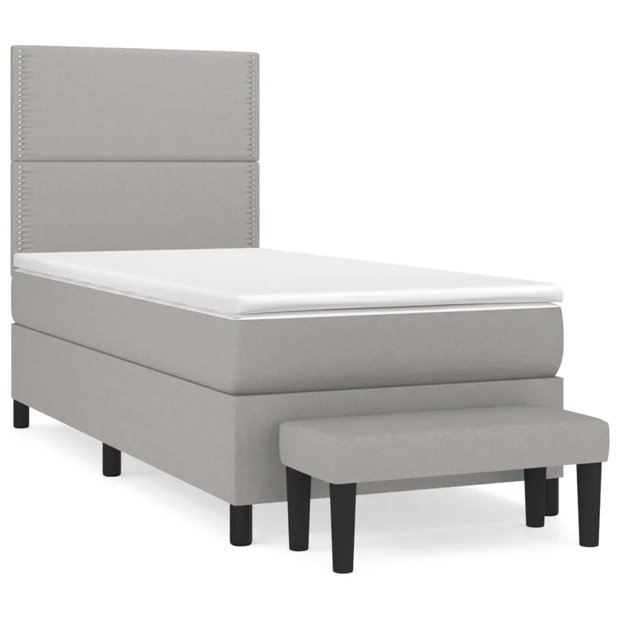 Sommier à lattes de lit avec matelas Gris clair 90x200 cm Tissu - 2