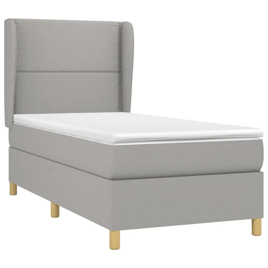 Sommier à lattes de lit avec matelas Gris clair 100x200cm Tissu - 3