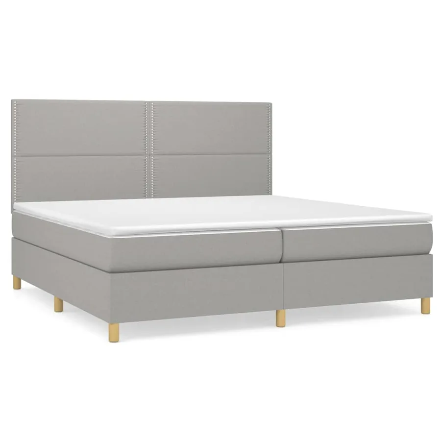 Sommier à lattes de lit avec matelas Gris clair 200x200cm Tissu - 2