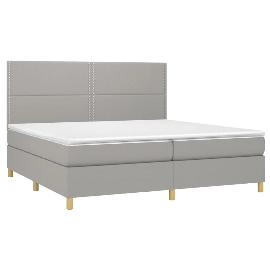 Sommier à lattes de lit avec matelas Gris clair 200x200cm Tissu - 3