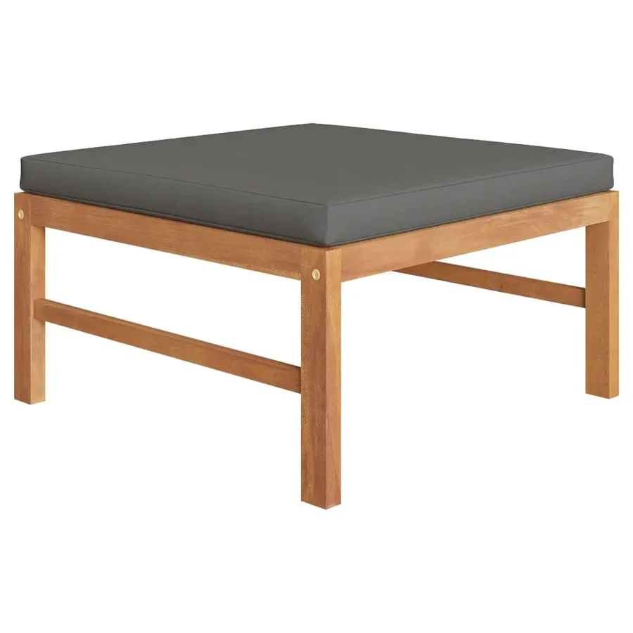 Salon de jardin 4 pcs avec coussins gris Bois de teck solide - 4