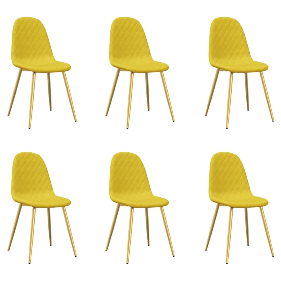 Chaises à manger lot de 6 Jaune moutarde Velours - 2
