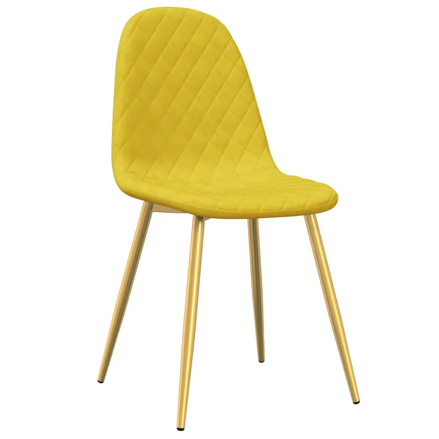 Chaises à manger lot de 6 Jaune moutarde Velours - 3
