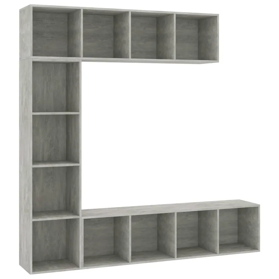 Jeu de bibliothèque/meuble TV 3 pcs Gris béton 180x30x180 cm - 2