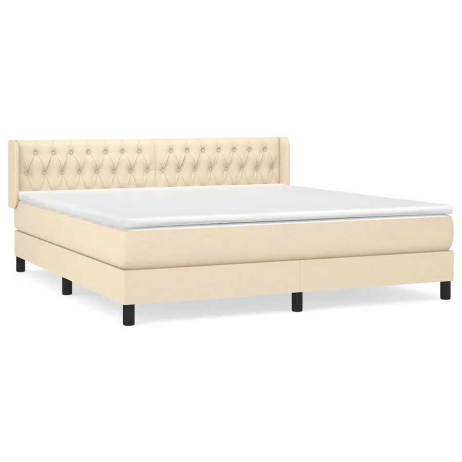 Sommier à lattes de lit avec matelas Crème 180x200 cm Tissu - 2