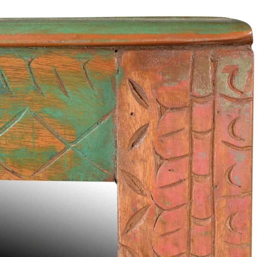 Ensemble meuble sous vasque et miroir en bois massif recyclé - 17