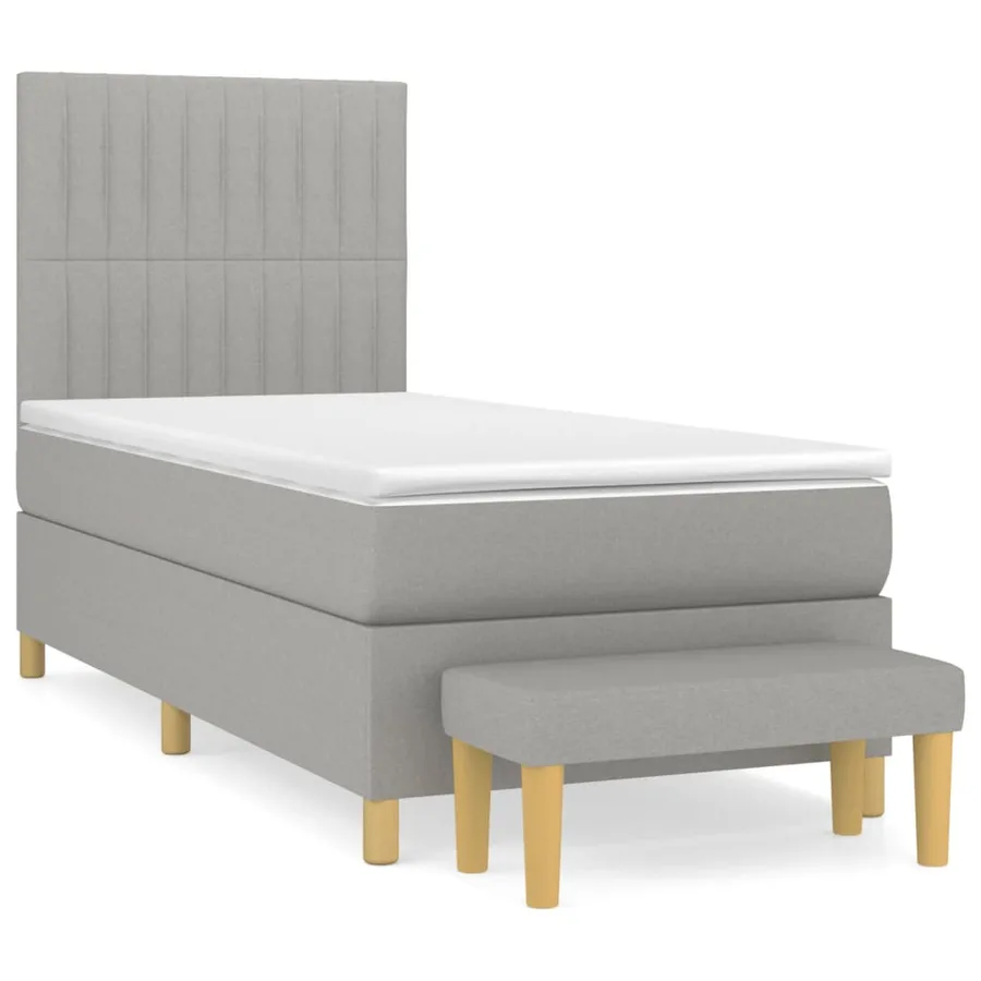 Sommier à lattes de lit et matelas Gris clair 90x190 cm Tissu - 2