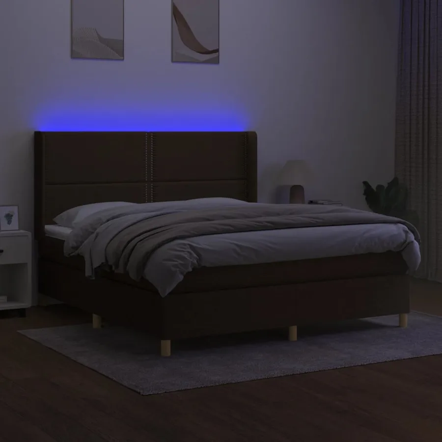 Sommier à lattes de lit matelas et LED Marron foncé 180x200cm - 3