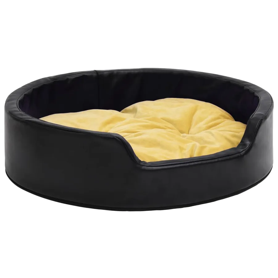 Lit pour chiens Noir et jaune 99x89x21 cm Peluche et similicuir - 2