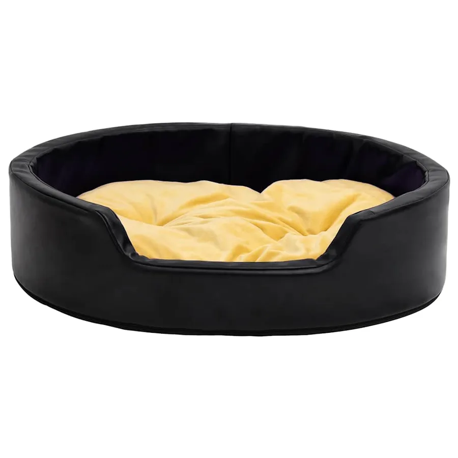 Lit pour chiens Noir et jaune 99x89x21 cm Peluche et similicuir - 3