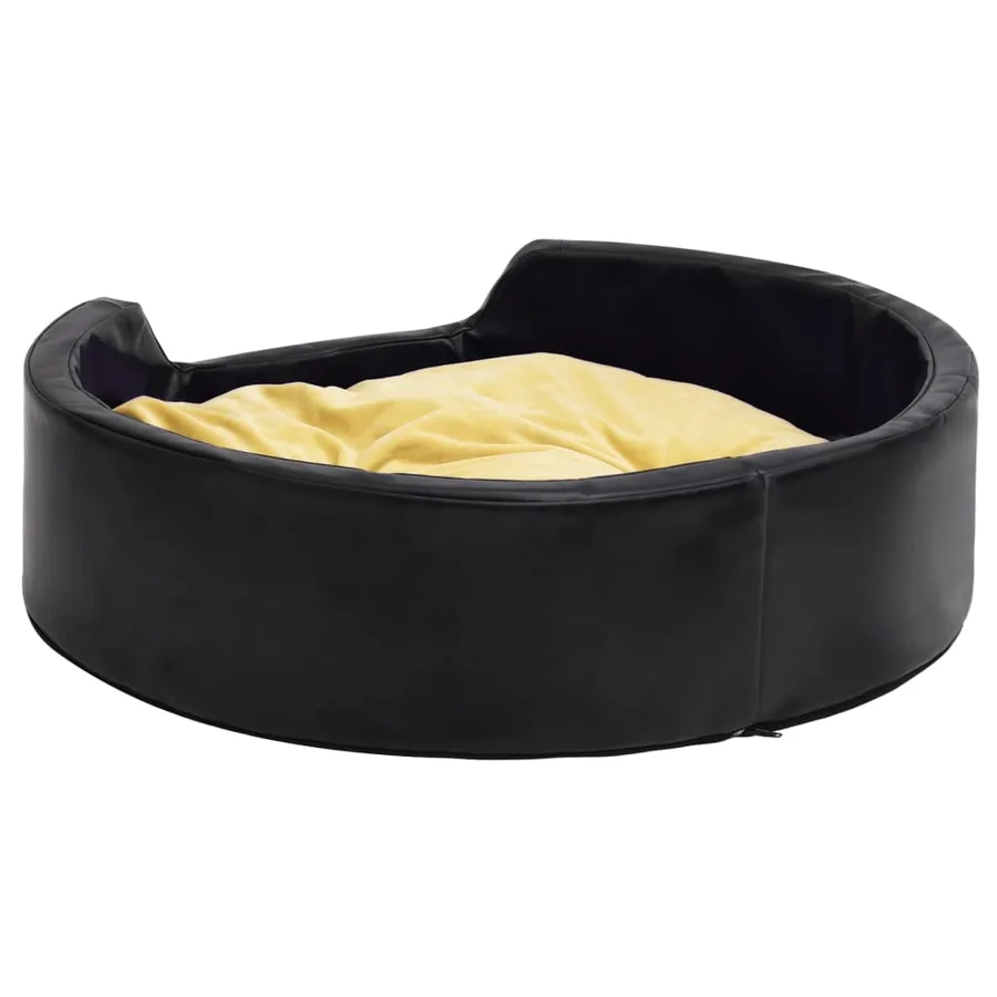 Lit pour chiens Noir et jaune 99x89x21 cm Peluche et similicuir - 4