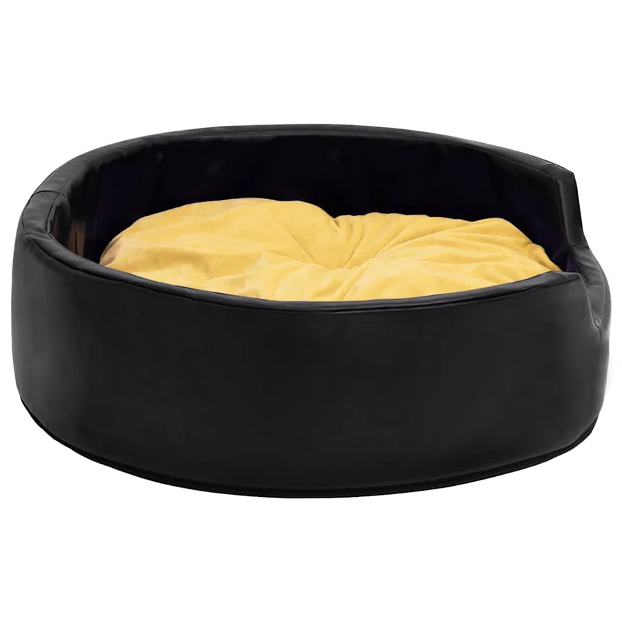 Lit pour chiens Noir et jaune 99x89x21 cm Peluche et similicuir - 5
