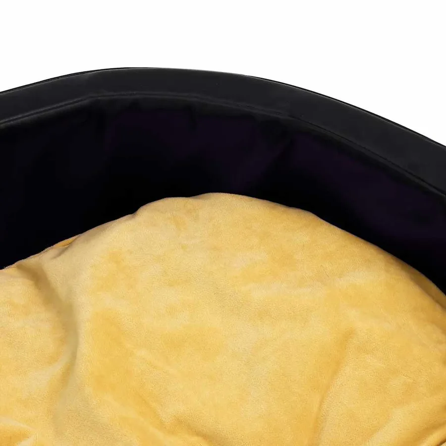 Lit pour chiens Noir et jaune 99x89x21 cm Peluche et similicuir - 6