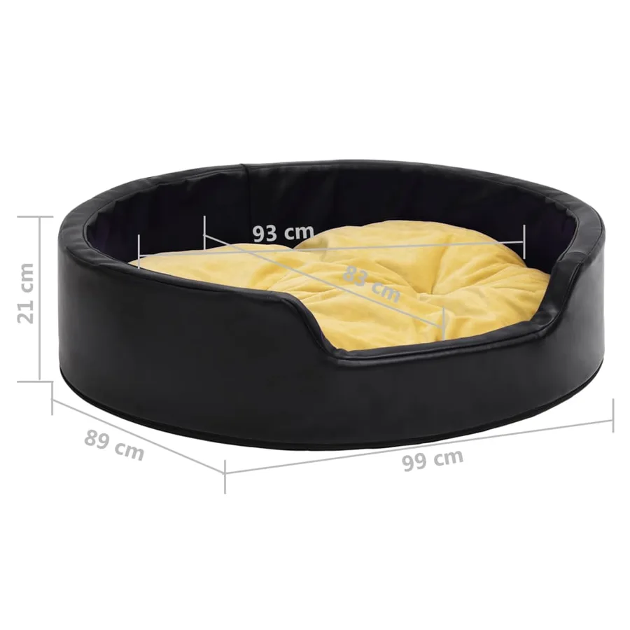 Lit pour chiens Noir et jaune 99x89x21 cm Peluche et similicuir - 8