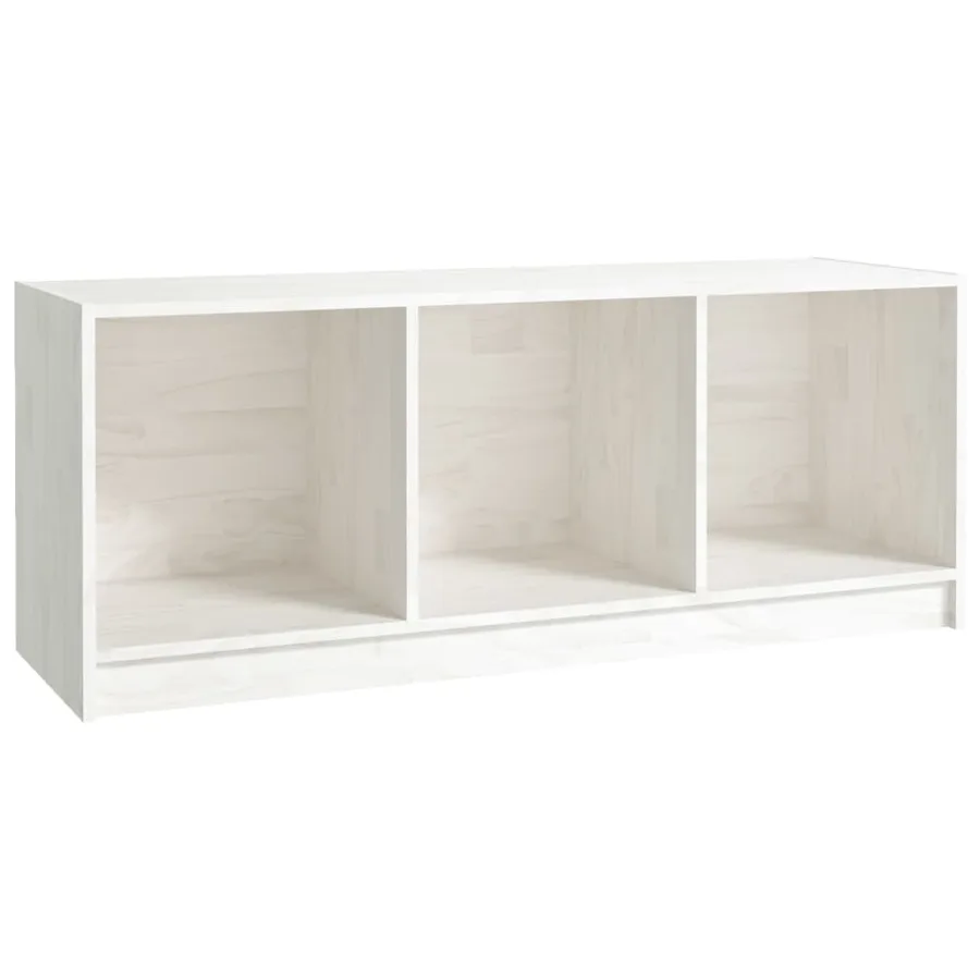 Meuble TV Blanc 104x33x41 cm Bois de pin massif - 2