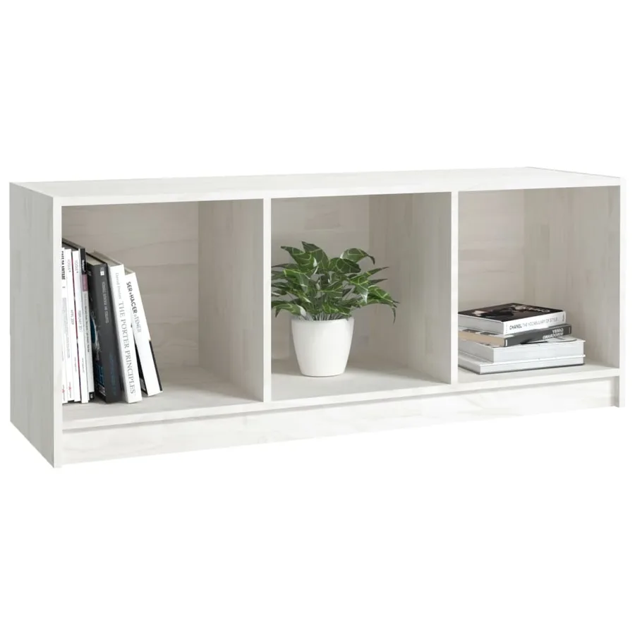 Meuble TV Blanc 104x33x41 cm Bois de pin massif - 4