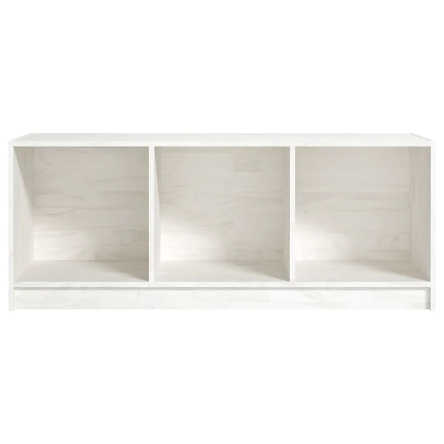 Meuble TV Blanc 104x33x41 cm Bois de pin massif - 5