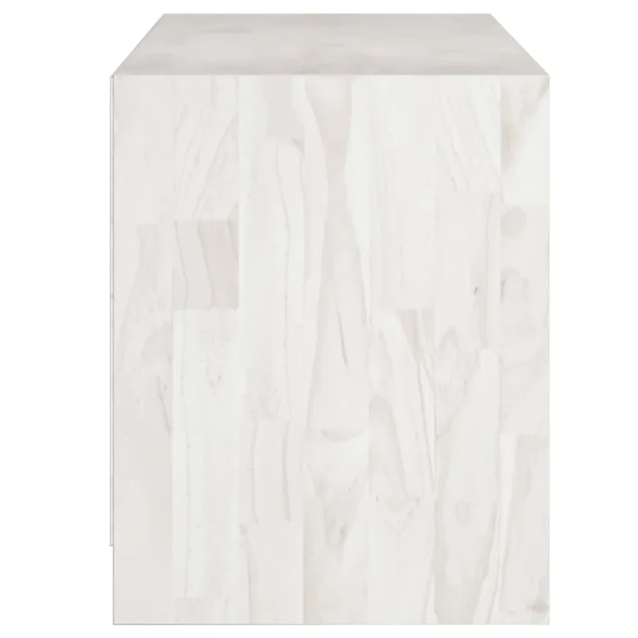 Meuble TV Blanc 104x33x41 cm Bois de pin massif - 6