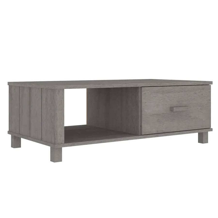 Table basse HAMAR Gris clair 100x55x35 cm Bois massif de pin - 2