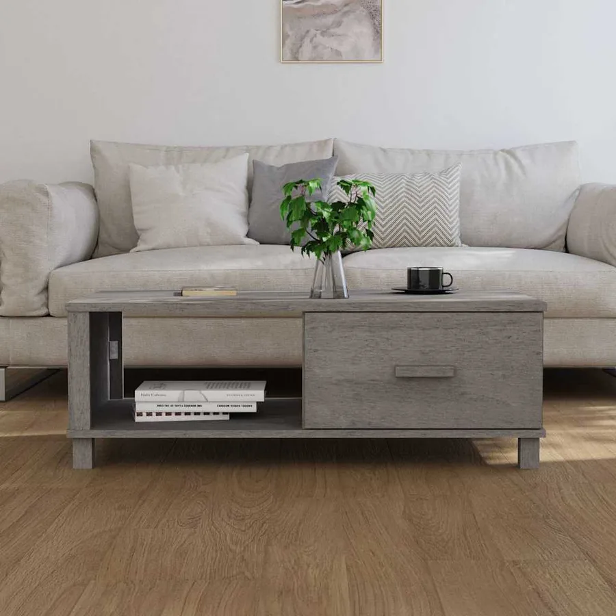Table basse HAMAR Gris clair 100x55x35 cm Bois massif de pin - 3