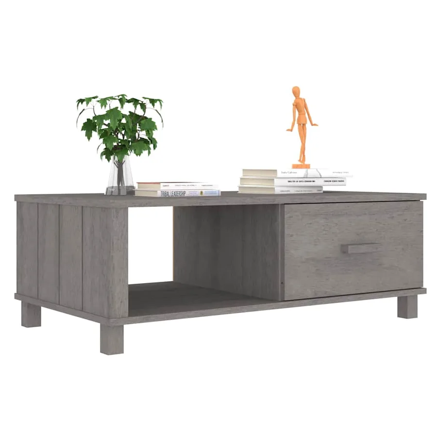 Table basse HAMAR Gris clair 100x55x35 cm Bois massif de pin - 4