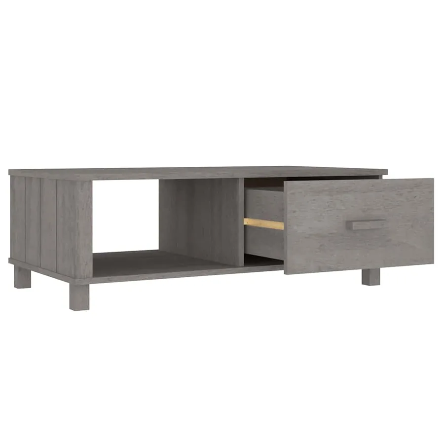 Table basse HAMAR Gris clair 100x55x35 cm Bois massif de pin - 7