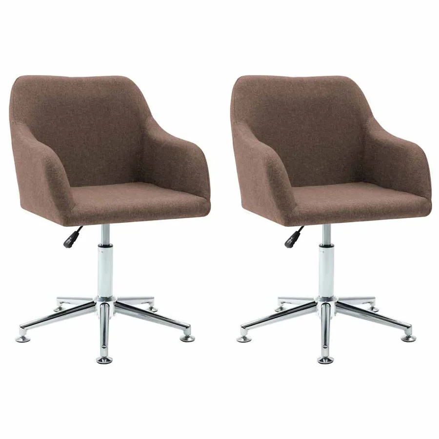 Chaises pivotantes à manger lot de 2 marron tissu - 2
