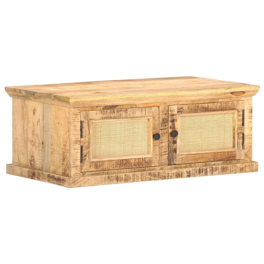Table basse 90x50x35 cm Bois de manguier et canne naturelle - 10