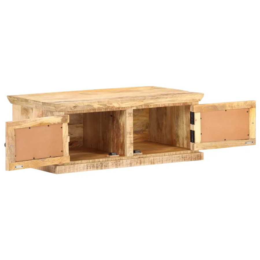 Table basse 90x50x35 cm Bois de manguier et canne naturelle - 2