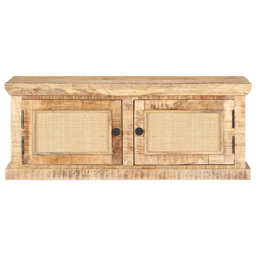 Table basse 90x50x35 cm Bois de manguier et canne naturelle - 3