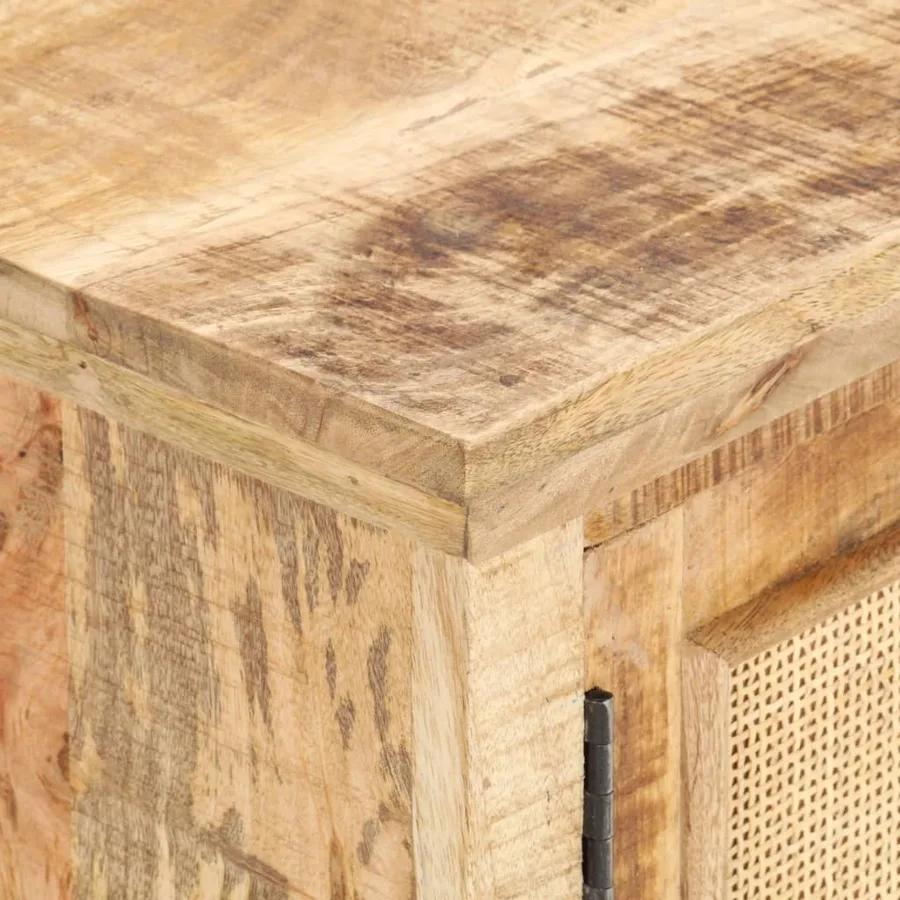 Table basse 90x50x35 cm Bois de manguier et canne naturelle - 5