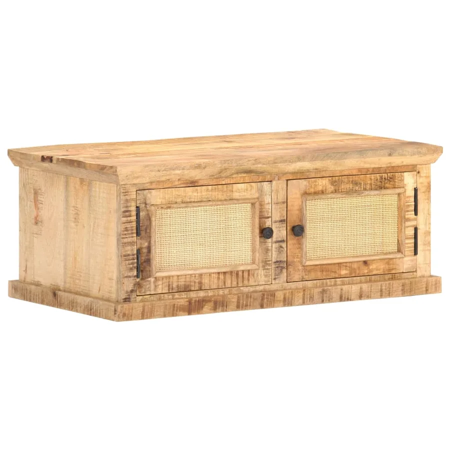 Table basse 90x50x35 cm Bois de manguier et canne naturelle - 8