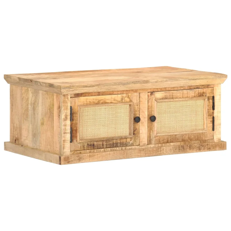 Table basse 90x50x35 cm Bois de manguier et canne naturelle - 9