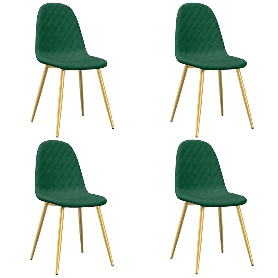 Chaises à manger lot de 4 Vert foncé Velours - 2