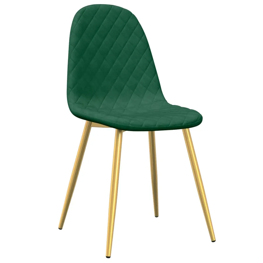 Chaises à manger lot de 4 Vert foncé Velours - 3