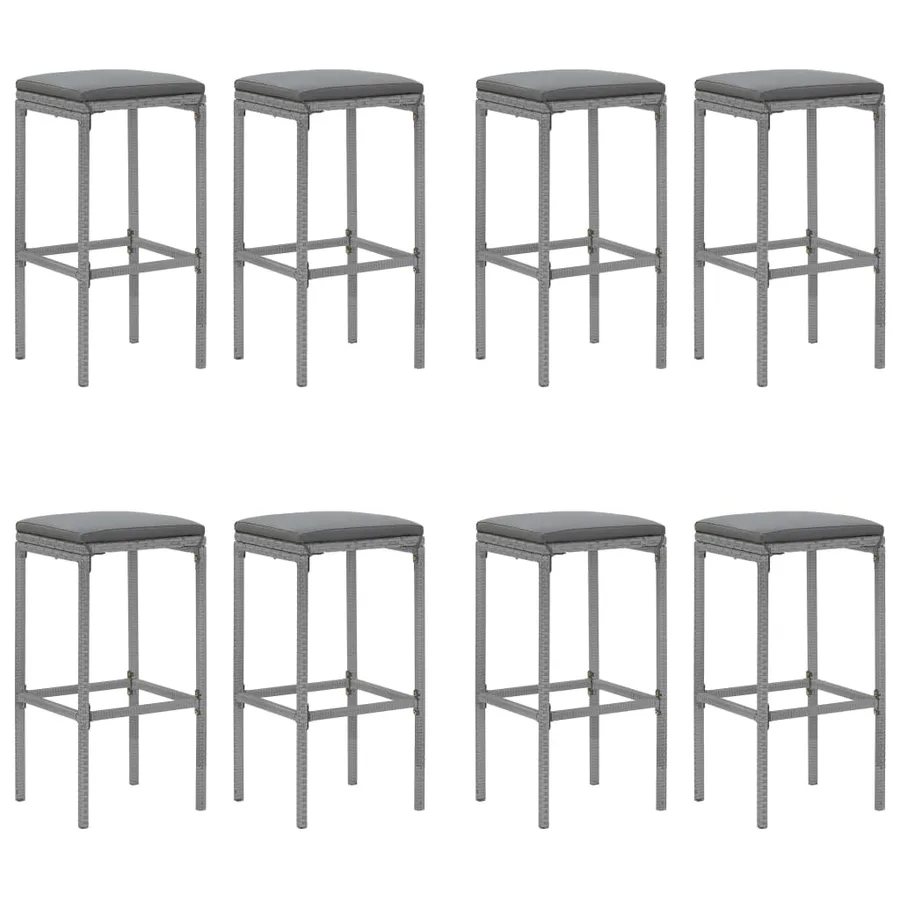 Ensemble de bar de jardin 9 pcs avec coussins gris poly rotin - 4