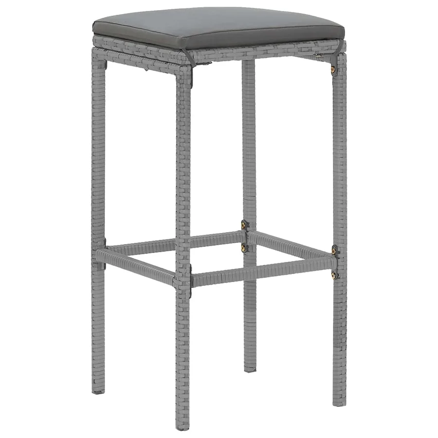 Ensemble de bar de jardin 9 pcs avec coussins gris poly rotin - 5