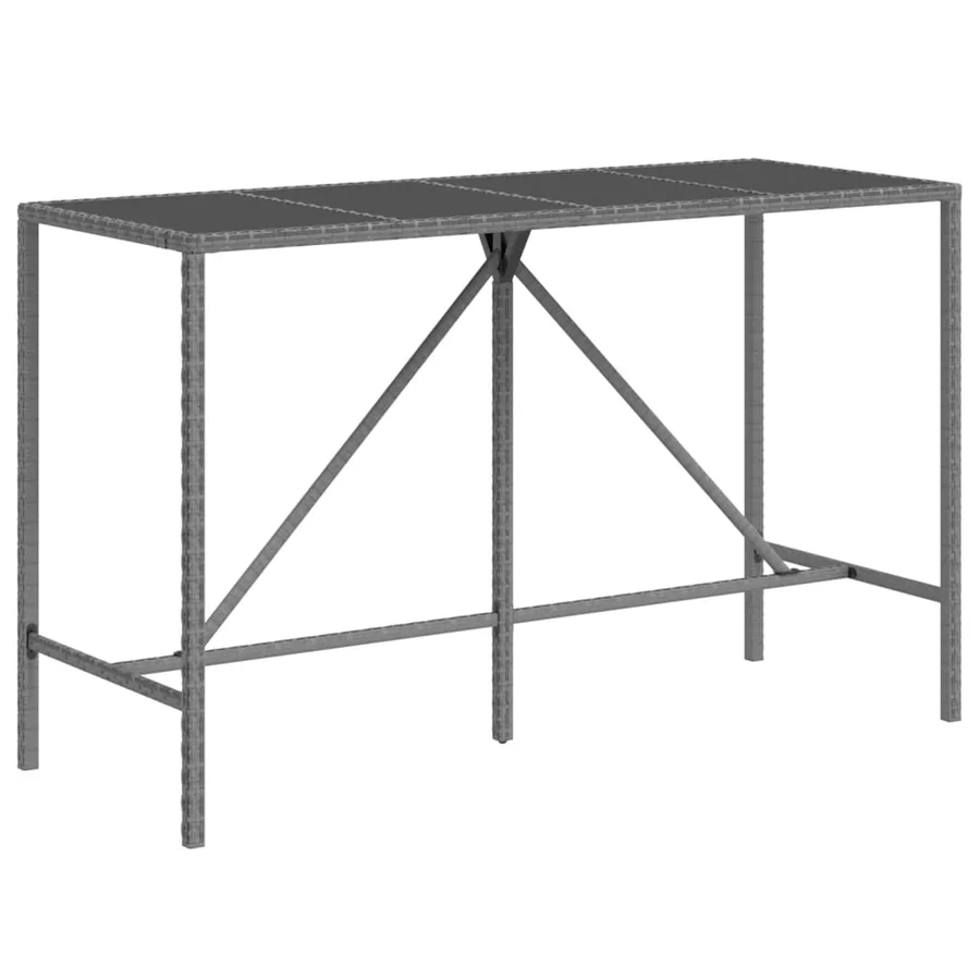 Ensemble de bar de jardin 9 pcs avec coussins gris poly rotin - 6