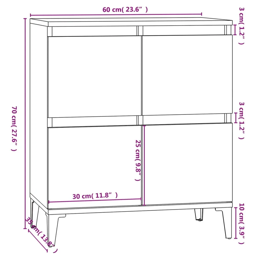Buffet Blanc 60x35x70 cm Bois d'ingénierie - 10