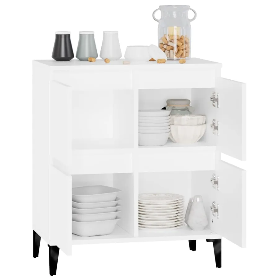 Buffet Blanc 60x35x70 cm Bois d'ingénierie - 5