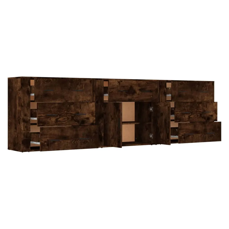 Buffets 3 pcs Chêne fumé Bois d'ingénierie - 5