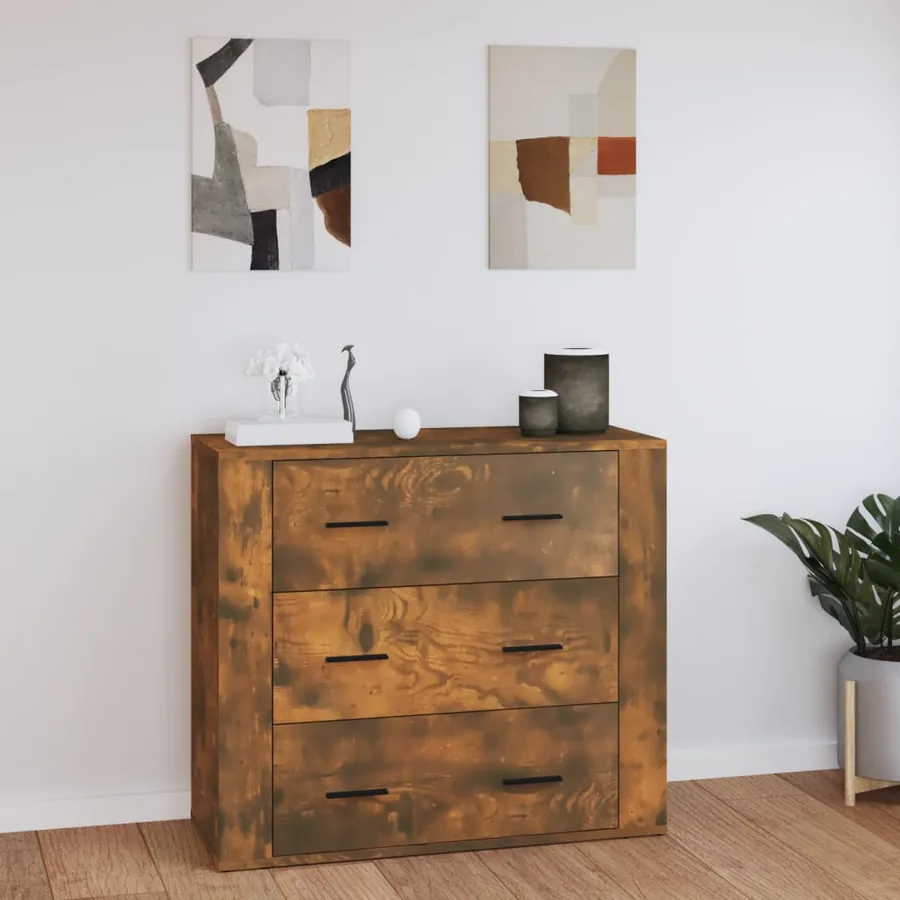 Buffet Chêne fumé 80x33x70 cm Bois d'ingénierie