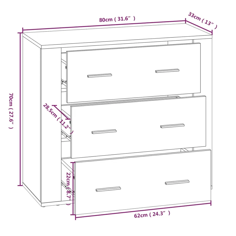 Buffet Chêne fumé 80x33x70 cm Bois d'ingénierie - 10