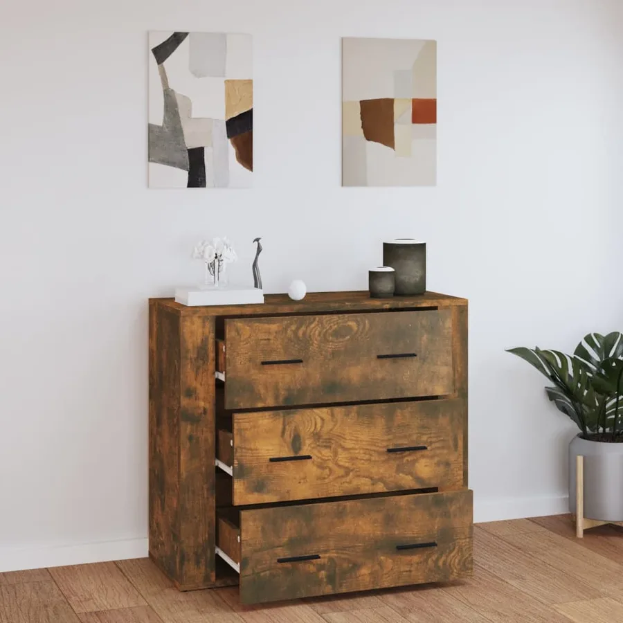 Buffet Chêne fumé 80x33x70 cm Bois d'ingénierie - 7