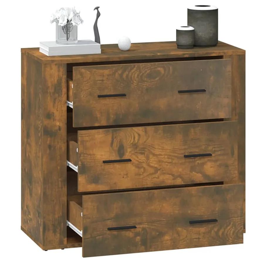 Buffet Chêne fumé 80x33x70 cm Bois d'ingénierie - 8