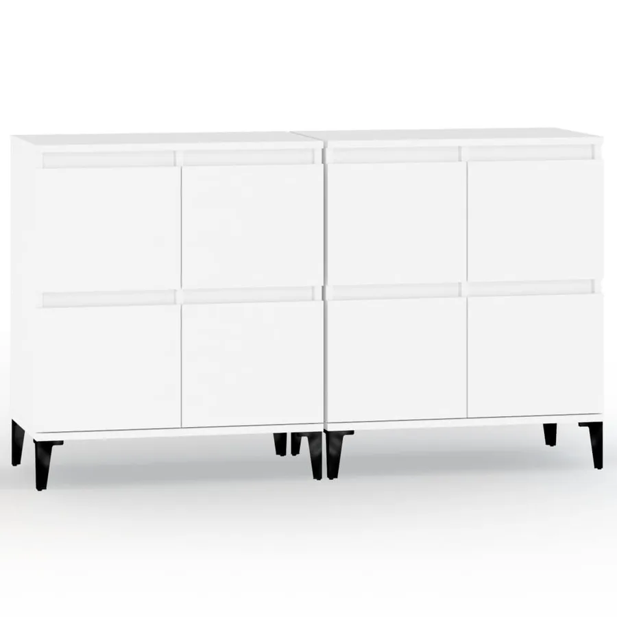 Buffets 2 pcs blanc 60x35x70 cm bois d'ingénierie - 2