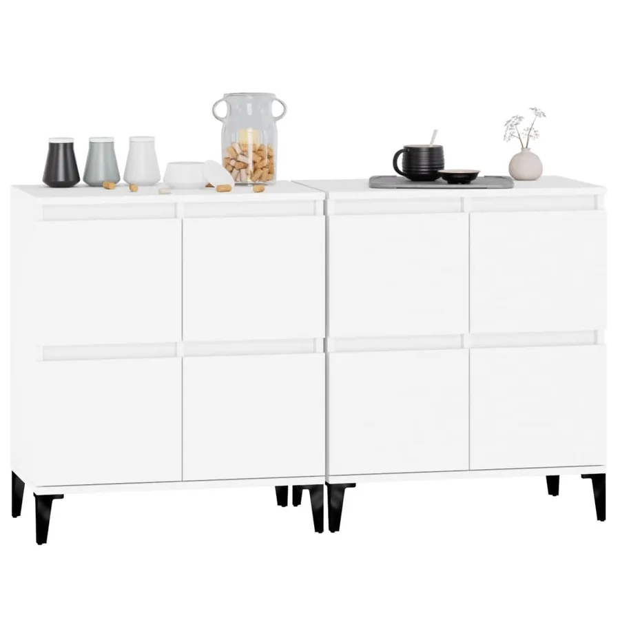 Buffets 2 pcs blanc 60x35x70 cm bois d'ingénierie - 4