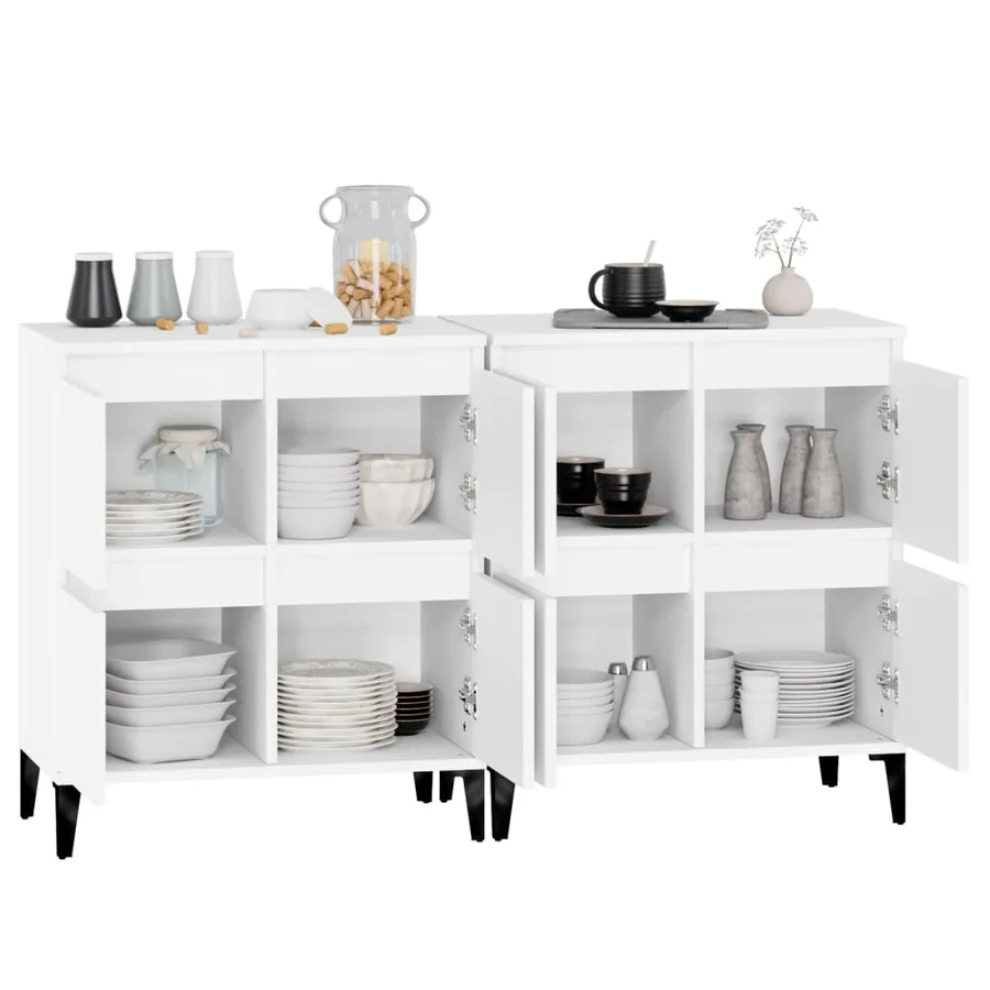Buffets 2 pcs blanc 60x35x70 cm bois d'ingénierie - 5