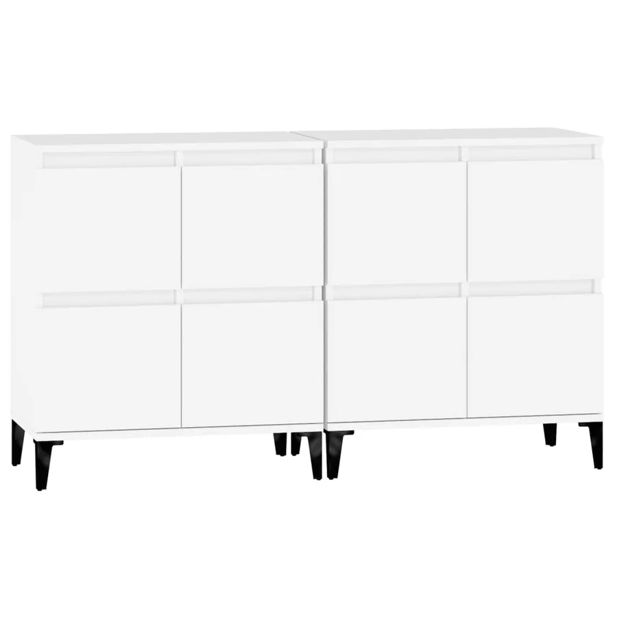 Buffets 2 pcs blanc 60x35x70 cm bois d'ingénierie - 6