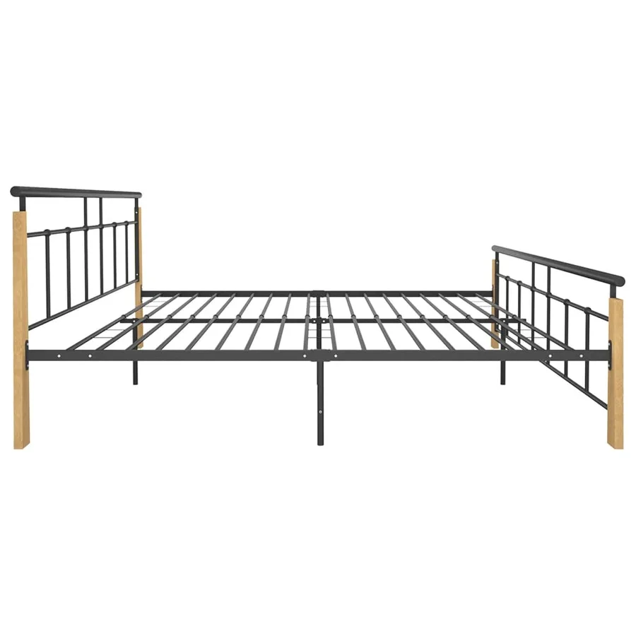 Cadre de lit sans matelas métal bois de chêne massif 200x200 cm - 4